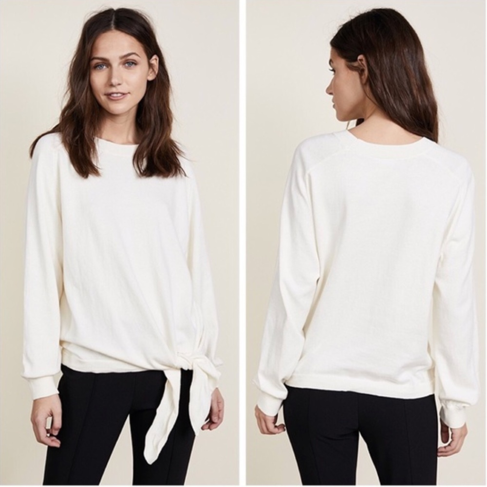 Vince Tie-Waist Cotton Crewneck Sweater